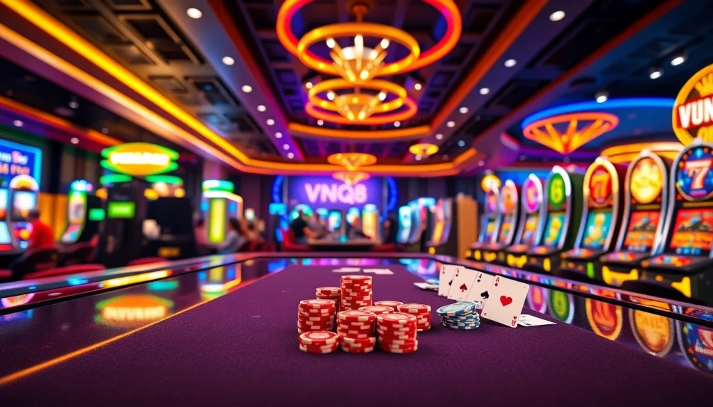 Engaging VNQ8 digital gaming scene with interactive elements highlighting excitement