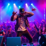 Get energized by the live performance of OK88, a captivating hip-hop artist on stage.