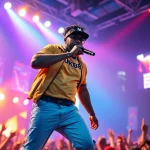 OK88 performing energetically on stage, surrounded by an enthusiastic crowd and vibrant lighting.