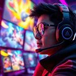 Download awin68 apk with professional gamer excelling in colorful virtual gaming.