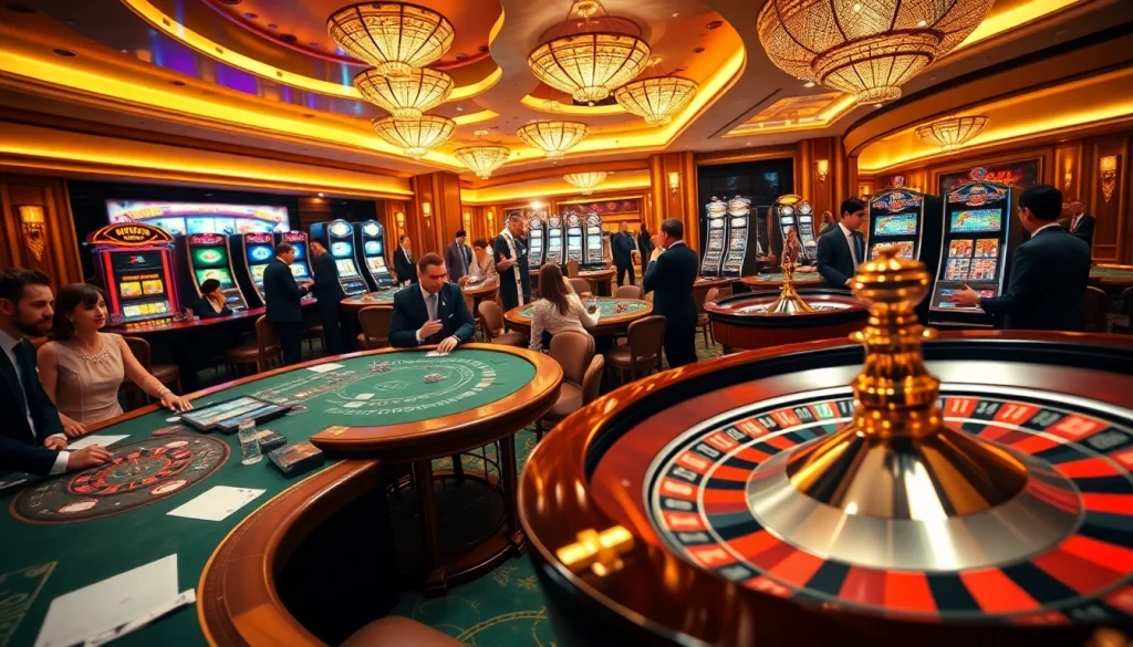 SIN88 casino scene featuring an energetic poker game with vibrant tables and players passionately engaged.